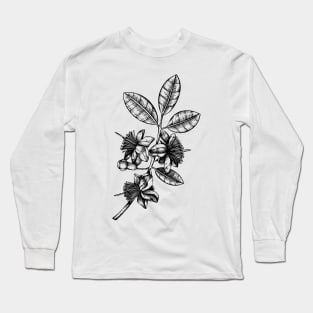 Blooming Flower with leaves and seed pods Long Sleeve T-Shirt